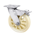 ZR SS 304 stainless steel castor caster wheels 75 100 125 150 200mm PU rubber nylon wheels